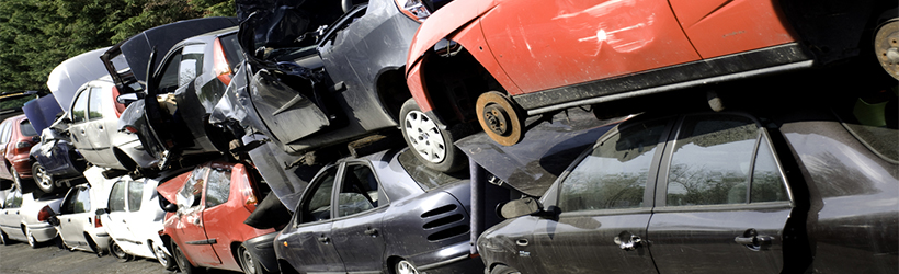 Cars ready to be scrapped and shredded