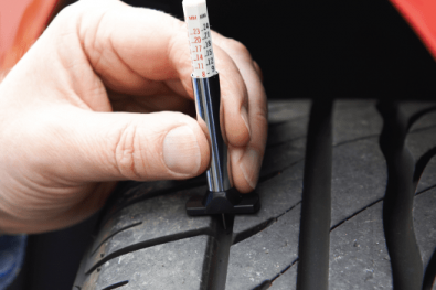 checking tyre pressure