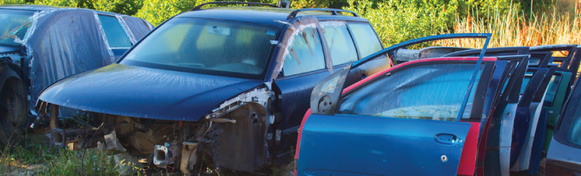 taking apart scrap car