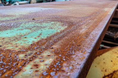 Scrap metal from recycled vehicles at automotive salvage yard